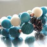 Blue Tagua Nut and Wood Bea..