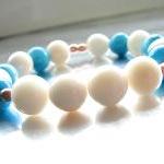 Blue Tagua Nut and Wood Bea..