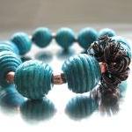 Blue Tagua Nut and Wood Bea..